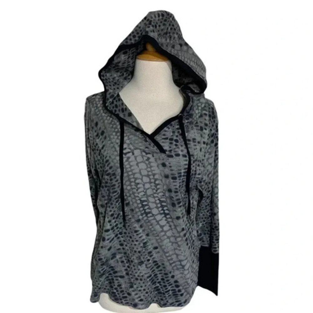 Calvin Klein 1X Plus-size gray black tie dyed thermal hoodie